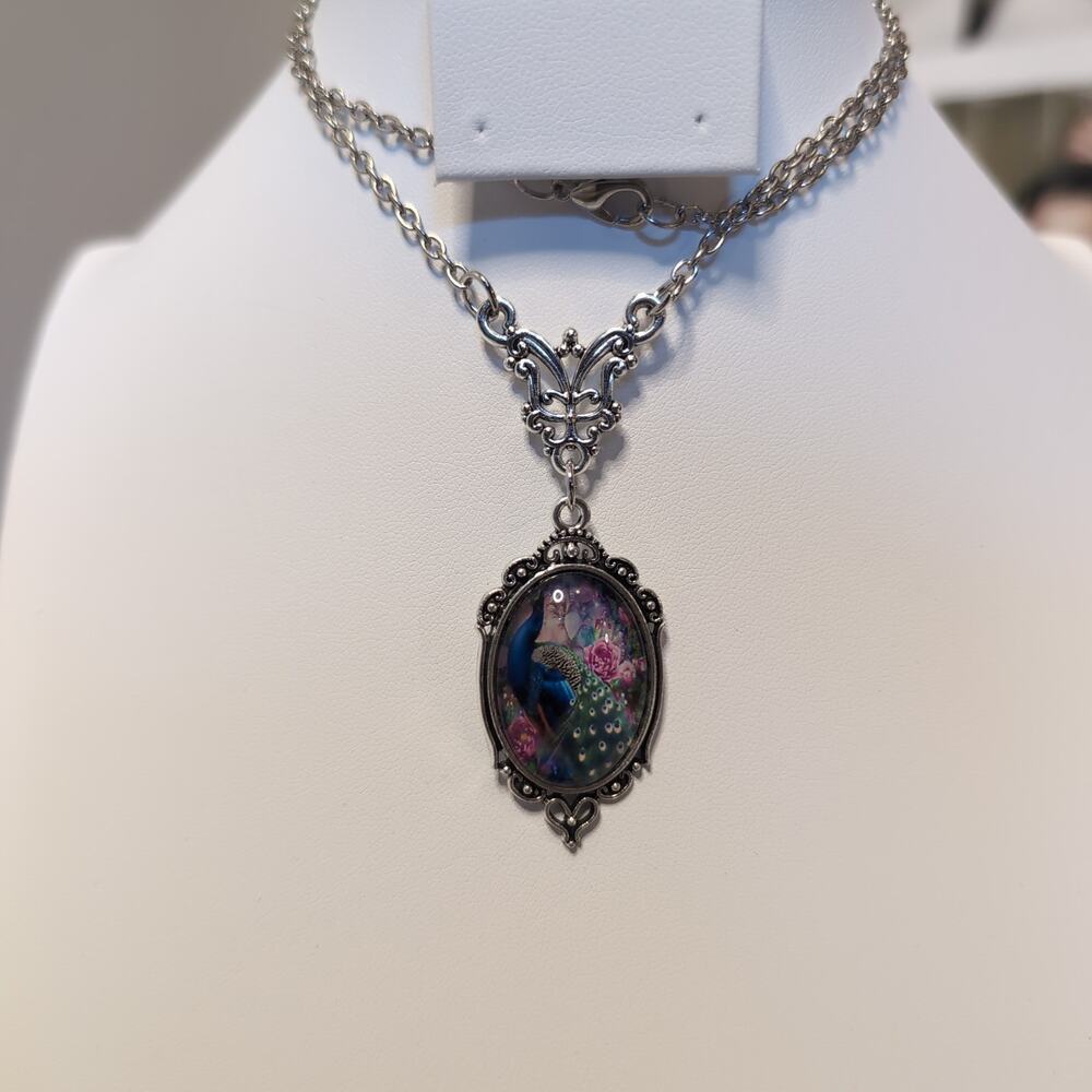 Cameo Peacock Whimsygoth Necklace